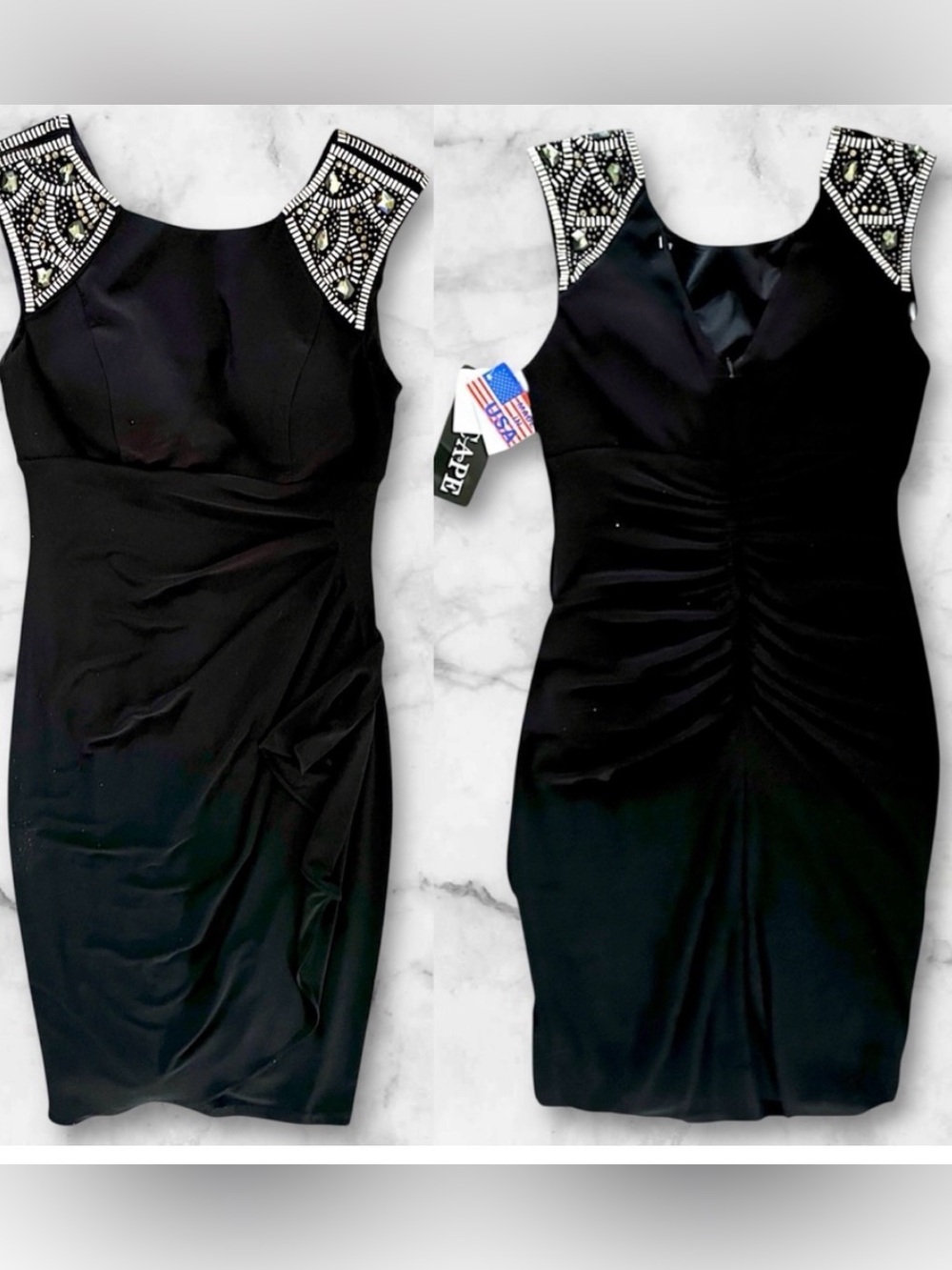 Xscape embellished cocktail formal party Dress Black size 4 NWT